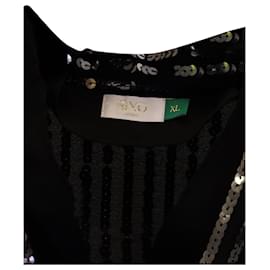 Autre Marque-Rixo Moss Sequined Blouse in Black Polyester-Black