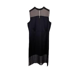 Theory-Theory Sleeveless Semi-Sheer Dress in Black Polyester-Black