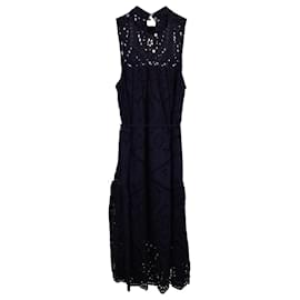 Zimmermann-Vestido Midi Zimmermann Harlequin Broderie-Snglaise em Algodão Azul Marinho-Azul,Azul marinho