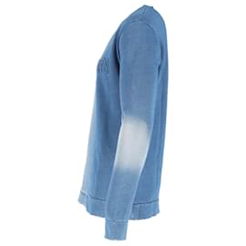 Balmain-Balmain Distressed Logo Sweater in Blue Cotton-Blue