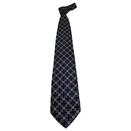 Ermenegildo Zegna-Ermenegildo Zegna Patterned Necktie in Black Silk Cotton-Black