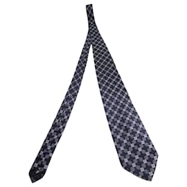 Ermenegildo Zegna-Ermenegildo Zegna Patterned Necktie in Black Silk Cotton-Black