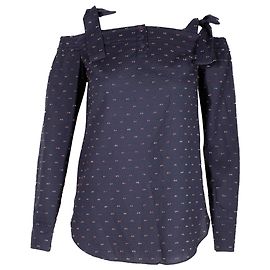Autre Marque Saloni Texture Cold Shoulder Top aus blauer Baumwolle Blau