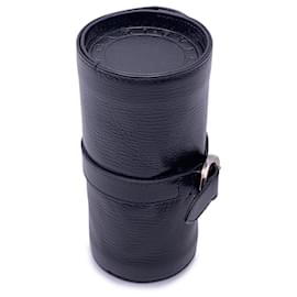 Bulgari-Bulgari Black Leather Watch Roll Holder Travel Case-Black