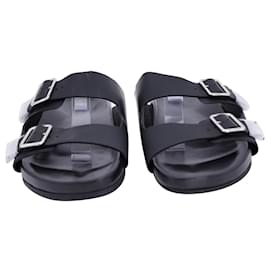 Givenchy-Givenchy lined Buckle Flat Sandals in Black Leather-Black