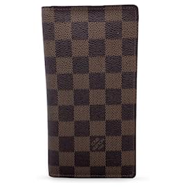 Louis Vuitton-Damier Ebene Canvas Vertical Bifold Wallet N61823-Braun