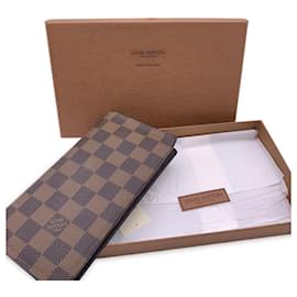 Louis Vuitton-Damier Ebene Canvas Vertical Bifold Wallet N61823-Braun