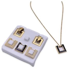 Christian Dior-Conjunto de brincos de colar de joias intercambiáveis vintage-Dourado