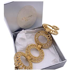 Christian Dior-Pulsera con anillo ovalado de metal dorado vintage-Dorado