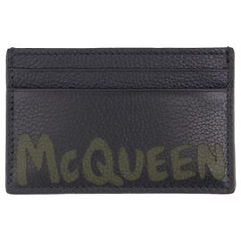 Kartenetui – Alexander McQueen – Leder – Schwarz/Khaki Schwarz
