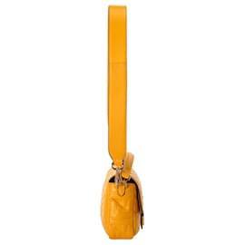 Fendi-Fendi FF-geprägte Baguette-Tasche aus gelbem Leder-Gelb