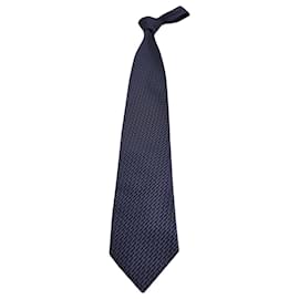 Giorgio Armani-Giorgio Armani Patterned Necktie in Blue Silk Cotton-Blue
