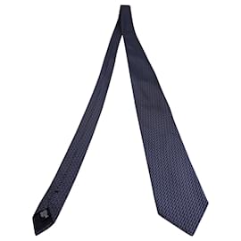 Giorgio Armani-Giorgio Armani Patterned Necktie in Blue Silk Cotton-Blue