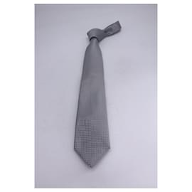 Tom Ford-Tom Ford Micro Dotted-Krawatte aus grauer Seidenbaumwolle.-Grau