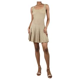 Alaïa-Mini-robe plissée transparente sans manches dorées - taille UK 8-Doré