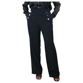 Carolina Herrera Pantalon bleu à détails de boutons - taille UK 16 Noir