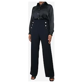 Carolina Herrera-Blue button-detail trousers - size UK 16-Black