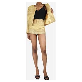 Autre Marque-Completo giacca in tweed di lurex dorato e minigonna - taglia UK 4-D'oro