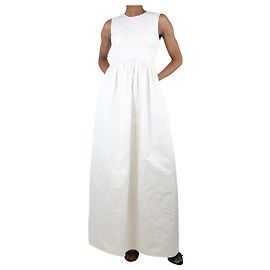 Autre Marque Robe midi froncée sans manches ivoire - taille UK 6 Blanc