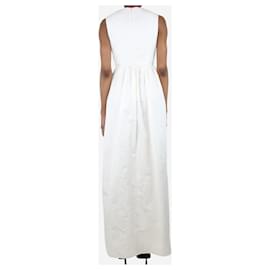 Autre Marque-Vestido midi fruncido sin mangas color marfil - talla UK 6-Blanco