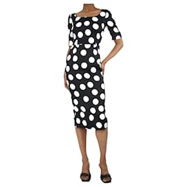 Dolce & Gabbana-Black and white polka dot midi dress - size UK 6-Black