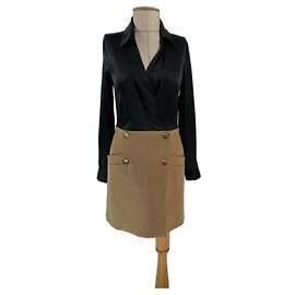 Claudie Pierlot Kleid beige V-Ausschnitt Beige