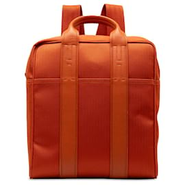 Hermès-Sac à dos Hermès Toile Orange et Swift Acapulco-Orange