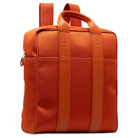 Hermès-Sac à dos Hermès Toile Orange et Swift Acapulco-Orange