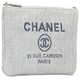 Chanel-Chanel Estojo pequeno em tela azul Deauville O-Azul