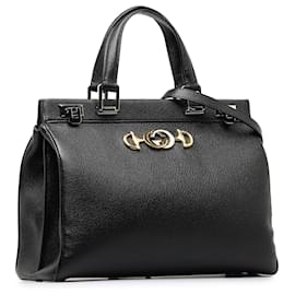 Gucci-Gucci Black Medium Zumi Top Handle Bag-Black