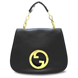 Gucci-Bolso satchel Blondie de cuero mediano negro Gucci-Negro
