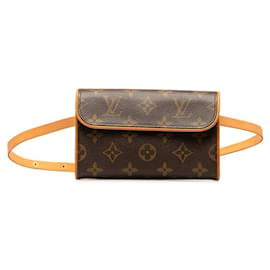 Louis Vuitton-Bolsa com cinto de lona florentina Louis Vuitton Pochette M51855 em boa condição-Outro