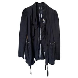 Marithé et François Girbaud Gilet blu navy con lacci vintage Marithe François Girbaud degli anni 2000. Blu navy
