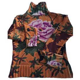 Kenzo Rollkragenpullover Orange aus Wolle mit Blumenmuster Orange