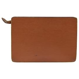 Louis Vuitton-LOUIS VUITTON Epi Pochette Homme Pochette Marrone Zipang oro M52528 auth 70921-Marrone,Altro