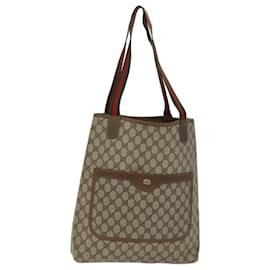 Gucci-GUCCI GG Supreme Web Sherry Line Tote Bag PVC Beige Red 39 02 003 auth 71528-Red,Beige