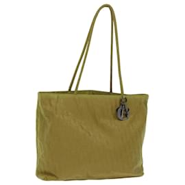 Christian Dior-Christian Dior Cannage Trotter Canvas Lady Dior Tote Bag Jaune Auth yk11844-Jaune