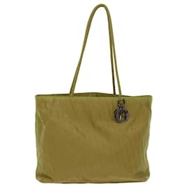Christian Dior-Christian Dior Cannage Trotter Canvas Lady Dior Tote Bag Yellow Auth yk11844-Yellow