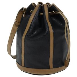 Christian Dior Shoulder Bag Leather Black Auth yk11682 Black