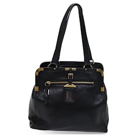 Prada-PRADA Tote Bag Leather Black Auth 71494-Black