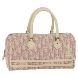 Christian Dior-Christian Dior Trotter Canvas Hand Bag Pink Auth 71320-Pink