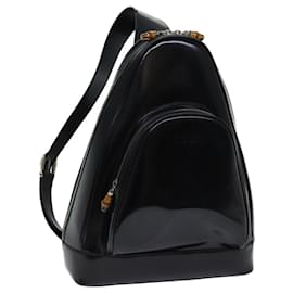 Gucci-GUCCI Bamboo Body Bag Patent leather Black 003 2113 0027 auth 70192-Black