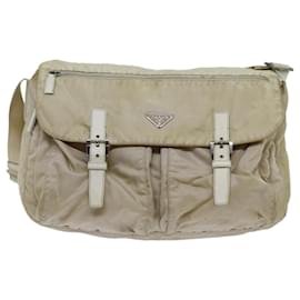 Prada-PRADA Shoulder Bag Nylon Beige Auth fm3366-Beige