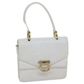 Céline-CELINE Hand Bag Leather White Auth 71163-White