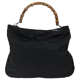 Gucci-GUCCI Bamboo Shoulder Bag Nylon Black 001 1998 1577 Auth bs13671-Black
