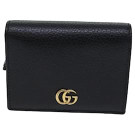 Gucci-GUCCI GG Marmont Geldbörse Leder Schwarz 456126 Auth 71618-Schwarz