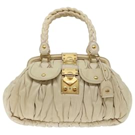 Miu Miu-Bolsa de mão Miu Miu Materasse Couro Bege Auth bs13556-Bege