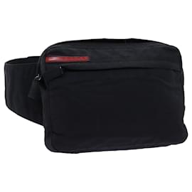 Prada-PRADA Sports Waist bag Nylon Black Auth hk1259-Black