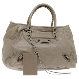 Balenciaga-BALENCIAGA The Sunday Hand Bag Couro Cinza 228755 Auth yk11863-Cinza