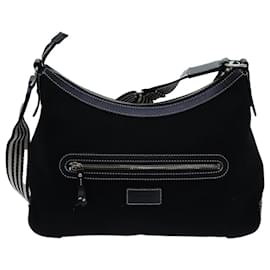 Burberry-BURBERRY Blue Label Shoulder Bag Canvas Black Auth hk1263-Black